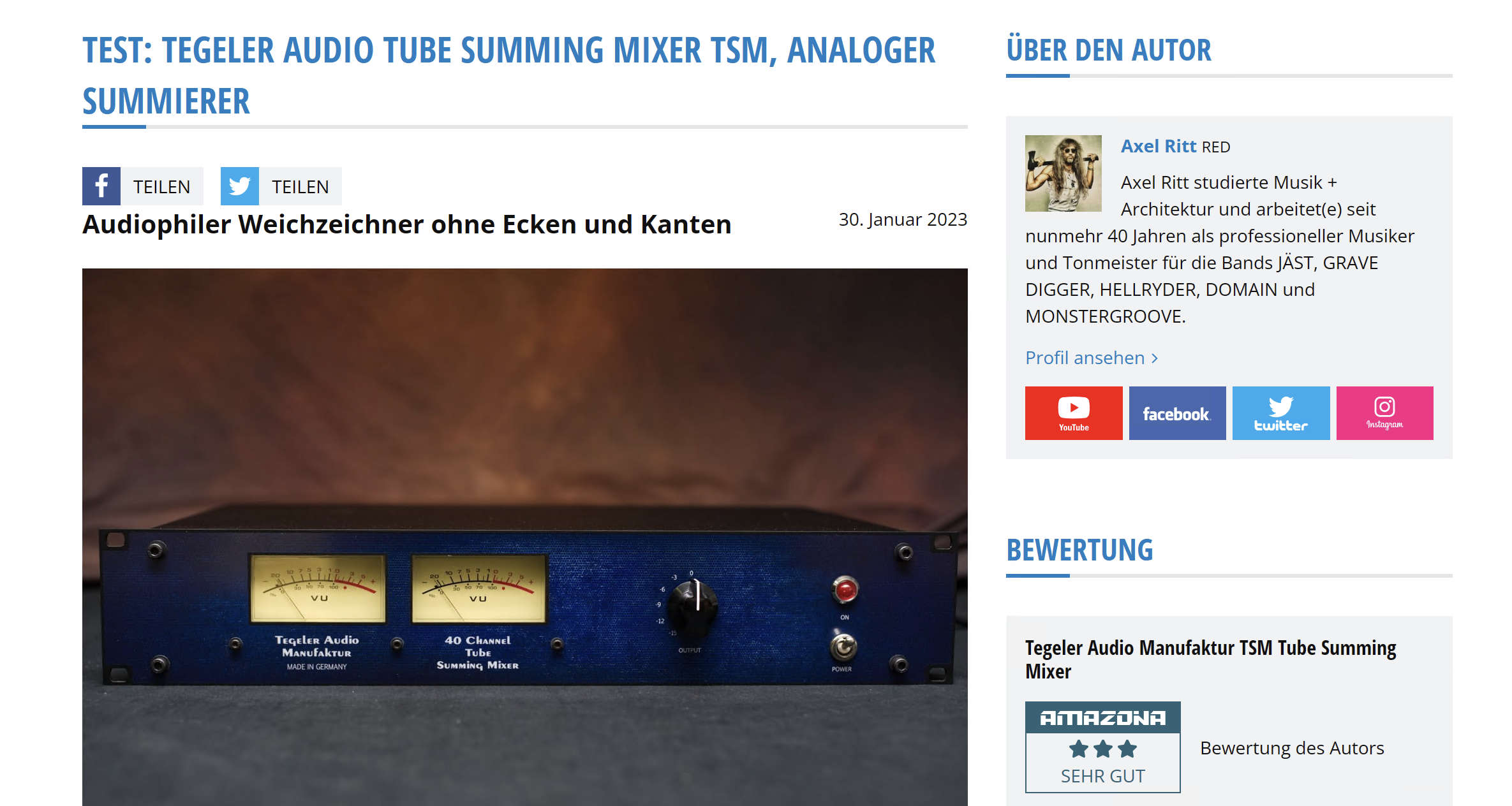 Tube Summing Mixer review on Amazona.de